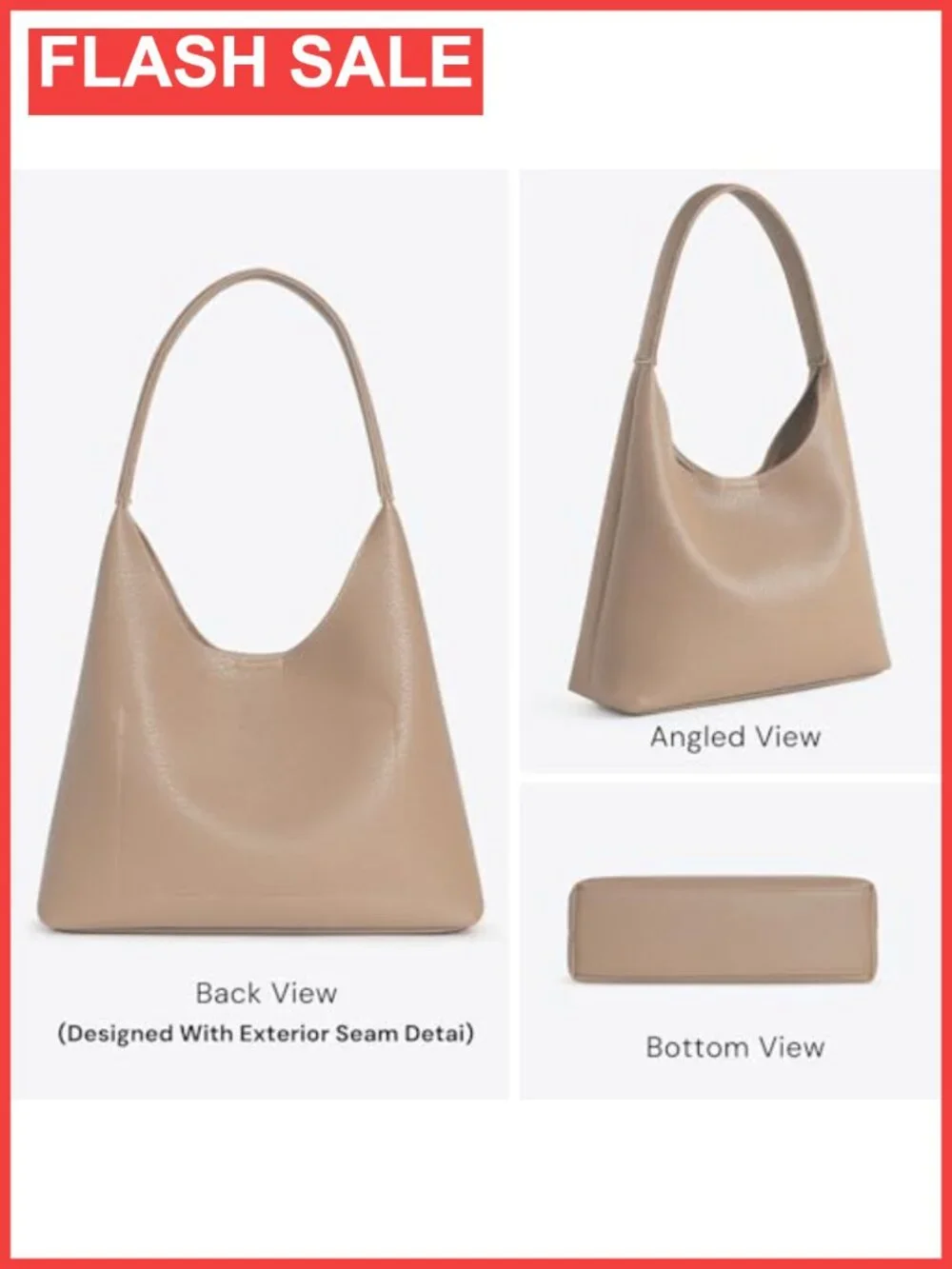 Small Slouchy Hobo Shoulder Bag Soft Vegan Leather Everyday Handbag